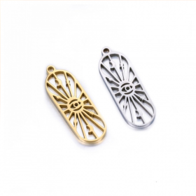 Pendentif - Ovale Œil de la protection 27,5 mm - Argenté en Acier Inoxydable- pour bijoux raffinés