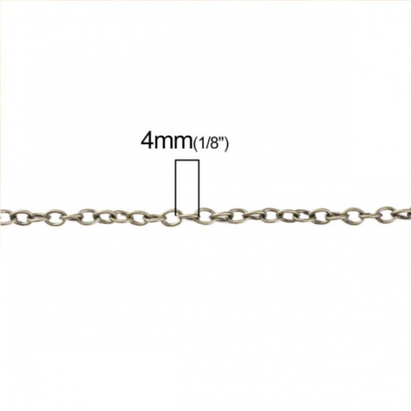 Colliers Sautoirs 76.2cm Chaine Maille Forcat 4 par 3mm métal couleur Bronze