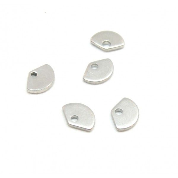 Pendentifs -Eventail 7.5 mm - Argenté en Acier Inoxydable 304- pour bijoux raffinés