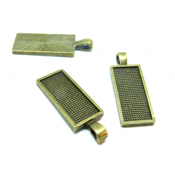 Supports de Pendentif Rectangle 25 par 10 mm métal coloris Bronze qualité extra