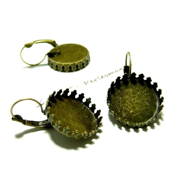 Supports Boucles d'oreille DORMEUSE griffe A SERTIR 12mm laiton finition BRONZE