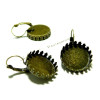 Supports Boucles d'oreille DORMEUSE griffe A SERTIR 12mm laiton finition BRONZE