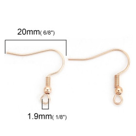 Boucles d'oreille Crochets 20 mm, ACIER INOXYDABLE 316, coloris Or Rose