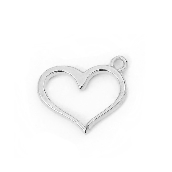 Pendentifs breloques motifs Cœurs métal finition Argent Platine Rhodié