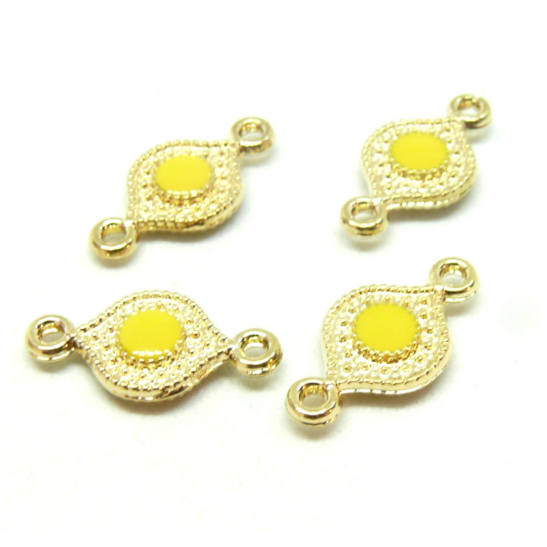 Connecteurs 16 par 8mm résine émaillées couleur Jaune Métal Doré