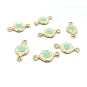 Connecteurs 16 par 8mm résine émaillées couleur Bleu Métal Doré