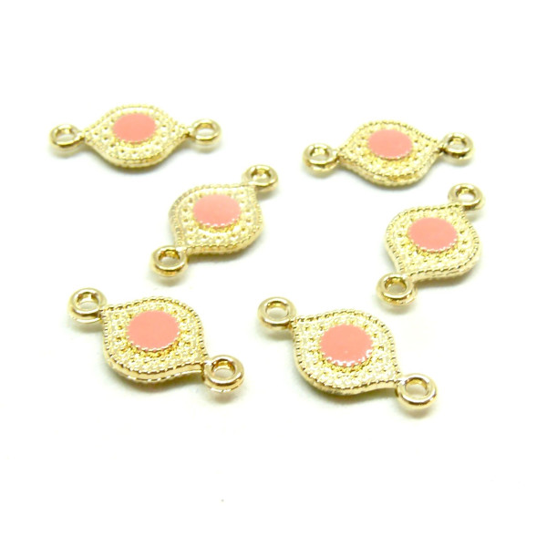 Connecteurs 16 par 8mm résine émaillées couleur Rose Métal Doré