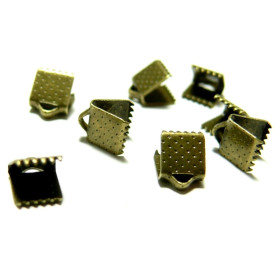 Griffes, serre fils, Embouts, Attache Ruban 6mm,  laiton  finition BRONZE