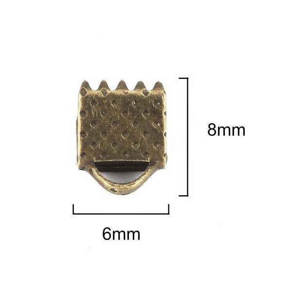 Griffes, serre fils, Embouts, Attache Ruban 6mm metal couleur BRONZE