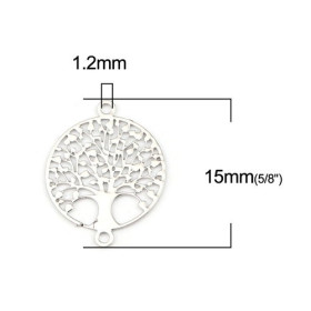 Estampes filigrane Connecteur Arbre 15mm métal finition Argent Platine Rhodié