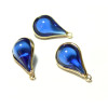 Pendentifs Goutte de Verre Bleu Nuit 18mm métal Doré