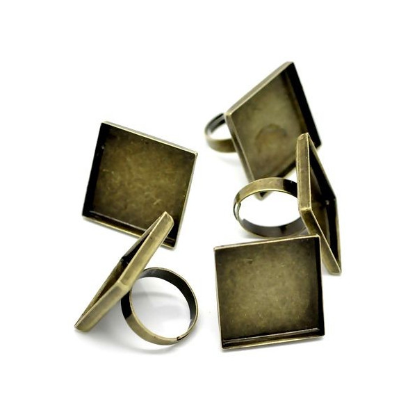 Supports de Bague CARRE 25 mm Bord Epais, Cuivre finition Bronze