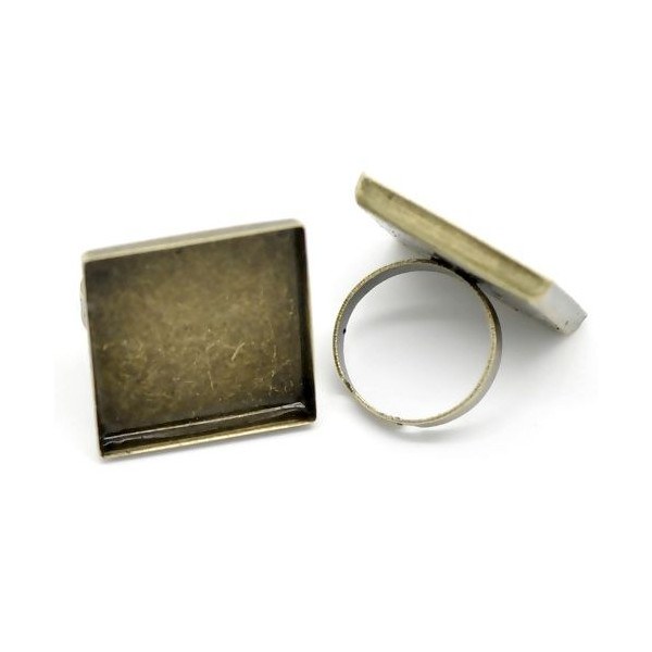 Supports de Bague CARRE 25 mm Bord Epais, Cuivre finition Bronze
