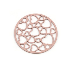 Estampes connecteur filigrane Medaillon Multi Cœurs 20mm métal couleur Vieux Rose