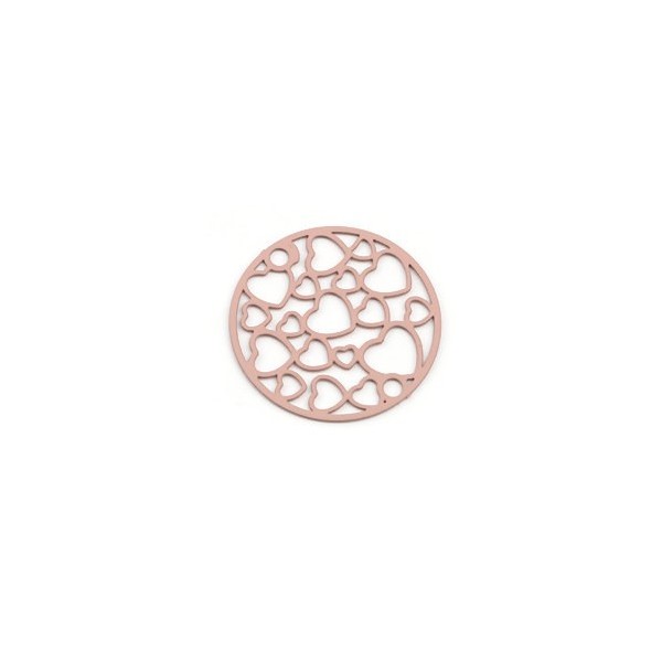 Estampes connecteur filigrane Medaillon Multi Cœurs 20mm métal couleur Vieux Rose