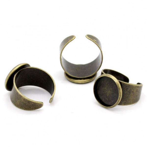 Supports bagues 14mm anneau large métal finition Bronze