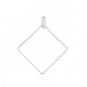 Pendentifs, Connecteur forme Losange 47mm, Acier Inoxydable 304 finition Argent