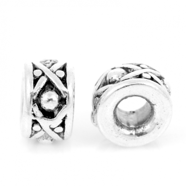 Perles intercalaires Rondelles 8 par 5 mm métal finition Argent Antique