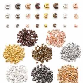 Caches Perles à Écraser 4mm métal finition Argent Vif