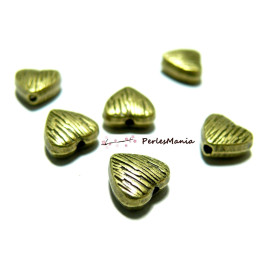 Perles Intercalaires Cœur Strié 7.5mm – Métal Bronze