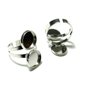 Supports de  Bagues double plateau 12mm Laiton finition Argent Platine