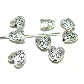 Perles plates intercalaire Cœur 10mm