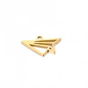 Pendentif - Avion Origami 16 mm - finition Doré en Acier Inoxydable 304- pour bijoux raffinés