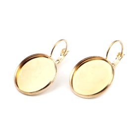Supports Boucle d'oreille pour cabochon 14mm - Acier Inoxydable 304 Placage Ionique