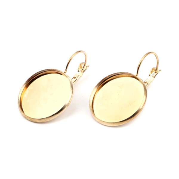 Supports Boucle d'oreille pour cabochon 14mm - Acier Inoxydable 304 Placage Ionique
