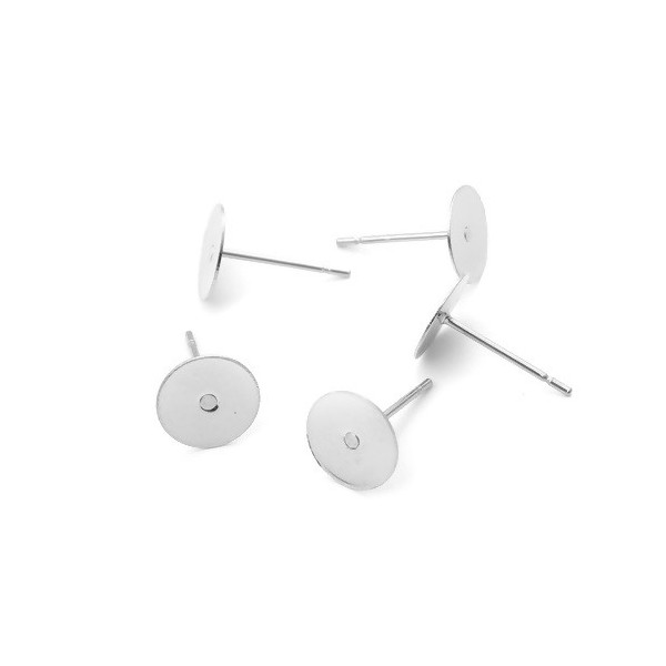 Supports de Boucle d'oreille Puce clou 8mm en Acier Inoxydable et embouts plastique