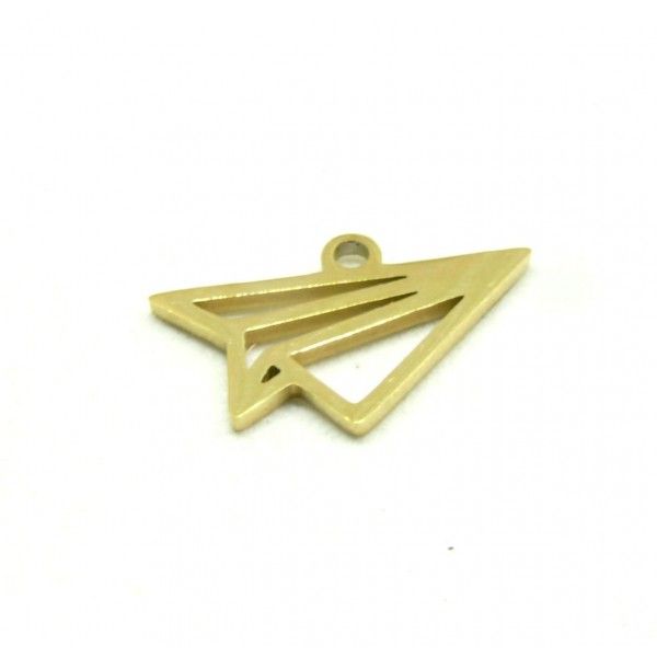 Pendentif - Avion Origami 16 mm - finition Doré en Acier Inoxydable 304- pour bijoux raffinés