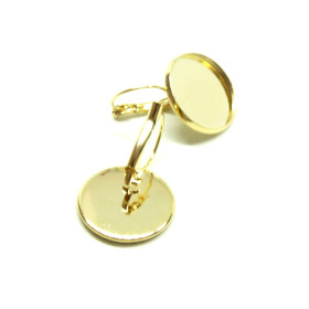 HF19103G12 PAX 2 Supports Boucle d'oreille pour cabochon 12mm, Acier Inoxydable 304 finition Doré