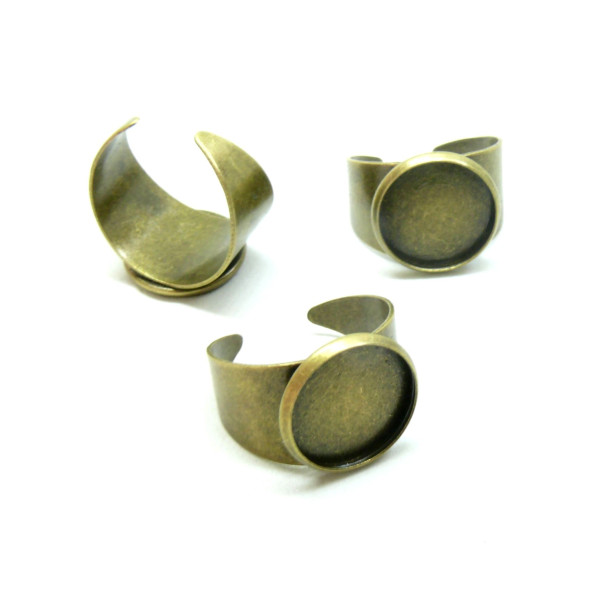 Supports bagues 14mm anneau large métal finition Bronze