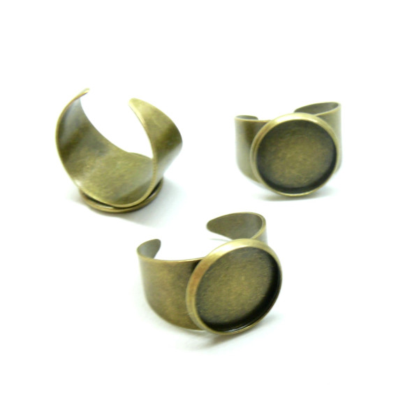 Supports bagues 14mm anneau large métal finition Bronze