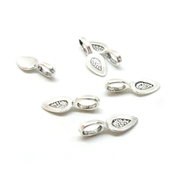 Bélières à Coller forme Feuille 21 mm, métal finition ARGENT ANTIQUE
