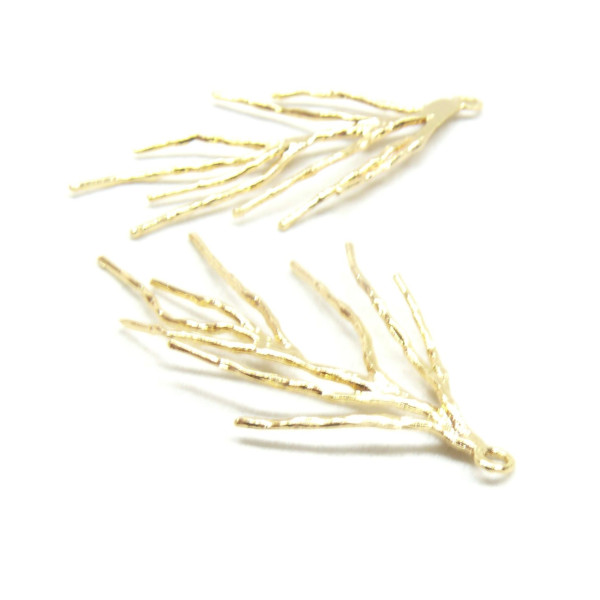 Pendentifs, Branche, Corail en Laiton finition Doré 18KT pour création de bijoux raffinés