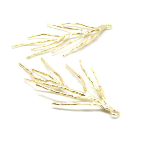 Pendentifs, Branche, Corail en Laiton finition Doré 18KT pour création de bijoux raffinés