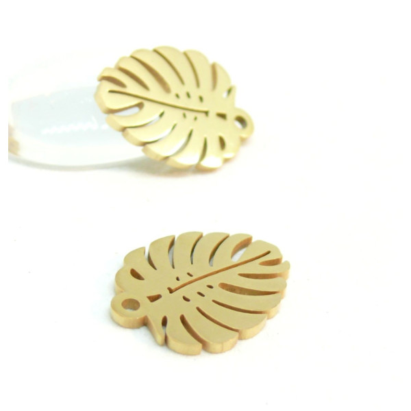 Pendentifs breloques Feuille Montserrat 17 mm en Acier Inoxydable 304 pour bijoux raffinés