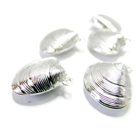 Pendentifs Breloques Coquillage 3D 14mm – Acier Inoxydable 316 Chirurgical Argent Platine Rhodié