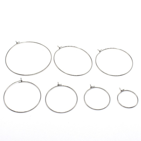 Boucles d'oreille, Créoles Tiges 20 mm, Acier Inoxydable Chirurgical 316 finition Argenté