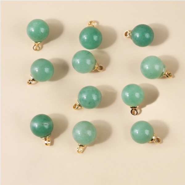 Pendentifs Rond 6 mm Aventurine métal finition Doré