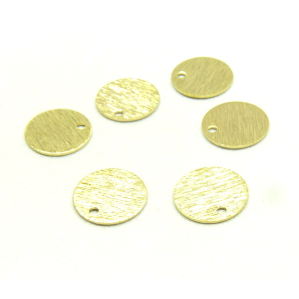 Pendentifs, Médaillon style Striée 10 mm, Laiton finition Doré  à l'or fin 24K