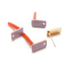 Boucles d'oreille puce style émaillé Rectangle 12mm avec trou  couleur Lilas métal finition Dore  ( vendu sans embout poussoir )