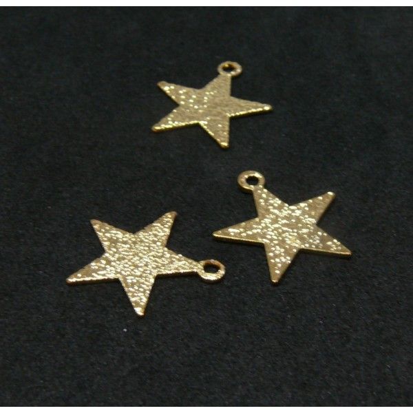 Pendentifs, breloques forme Géométrique Étoiles Stardust 14 mm cuivre finition Doré
