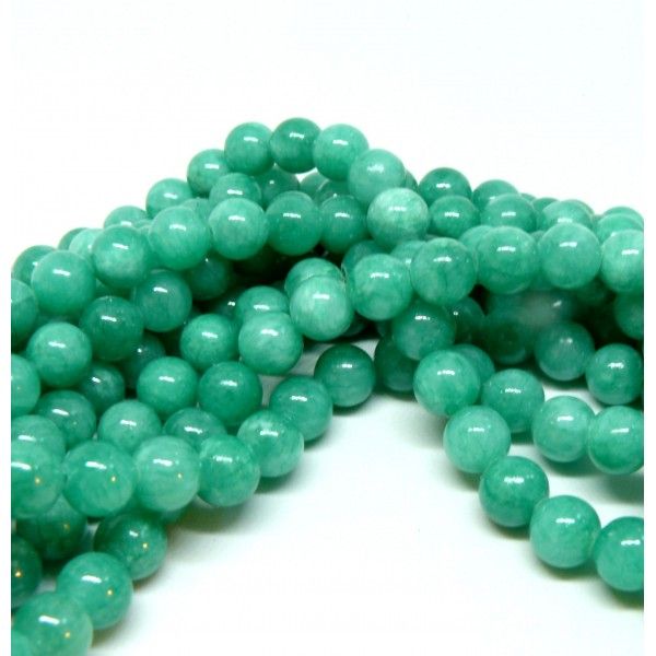 Perles rondes Jade Mashan Vert Canard 8 mm