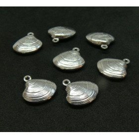 Pendentifs Breloques Coquillage 3D 14mm – Acier Inoxydable 316 Chirurgical Argent Platine Rhodié