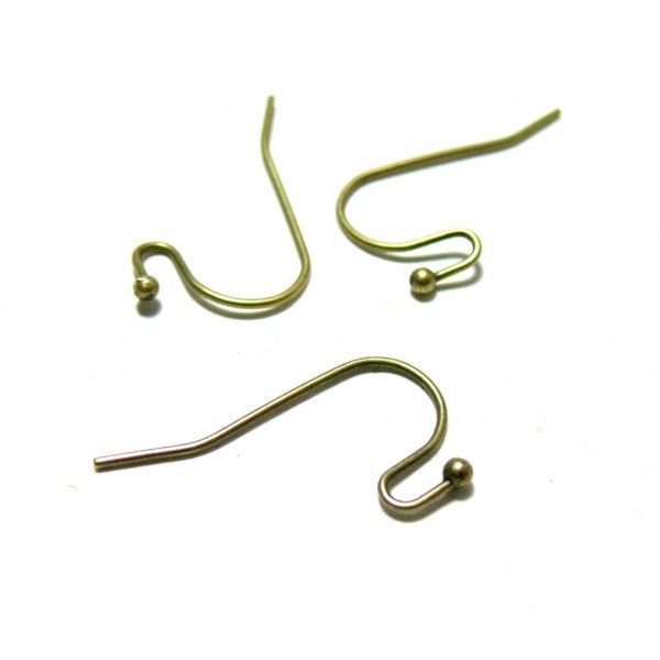 Boucles d'oreille crochet avec bille qualité Cuivre couleur Bronze