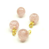 Pendentifs Rond 6 mm Quartz Cerise métal finition Doré