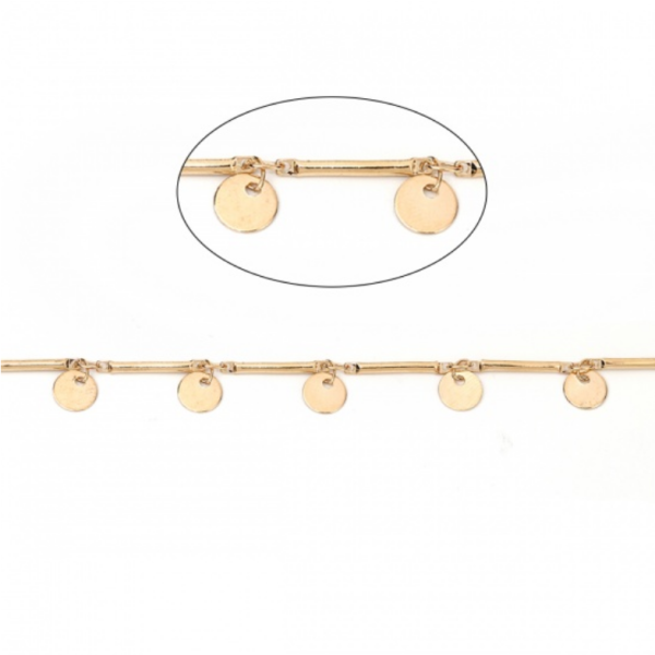 Chaine maille Tige et Cercle cuivre finition Doré