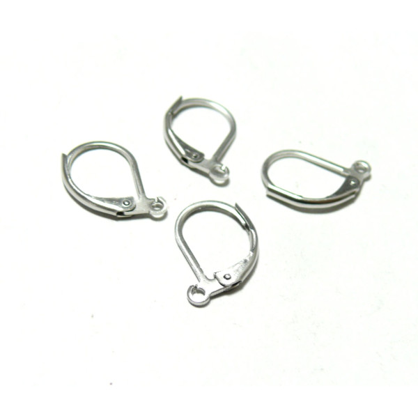 Dormeuses Simples 16 x 10 mm – Acier Inoxydable 316 Chirurgical – Finition Argentée (10 paires)